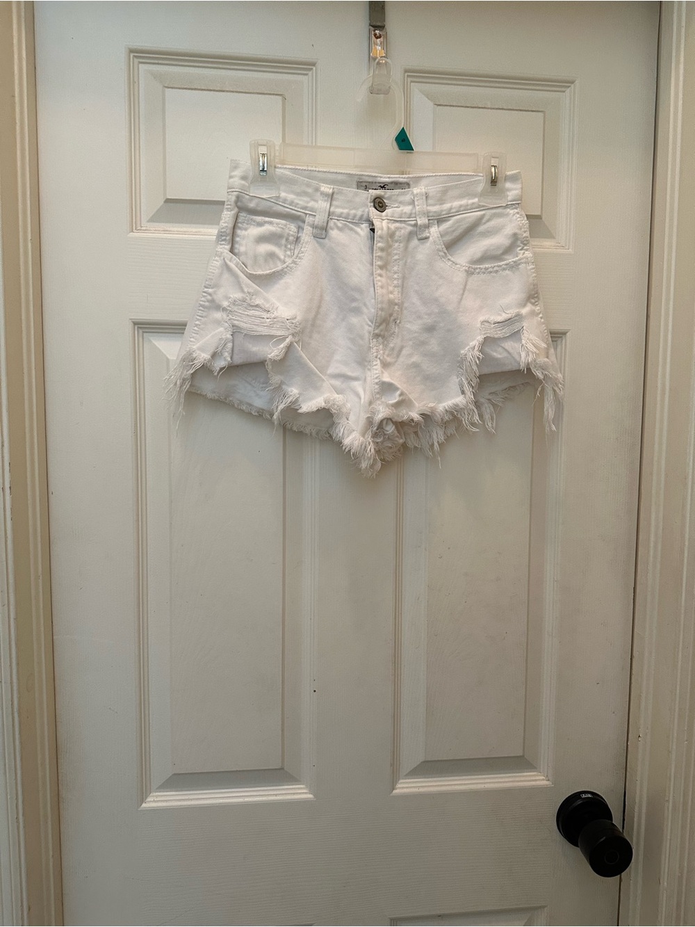 White Distressed High-Waist Denim Shorts - Casual Summer Staple